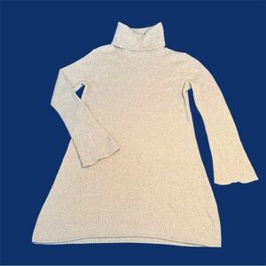 Madewell Cream Turtleneck Sweater Dress? Merino Wool Alpaca sz S Bell Sleeve